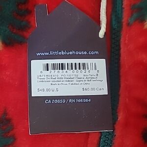 Little Blue House Red Kids Hooded Fleece Pajama Set